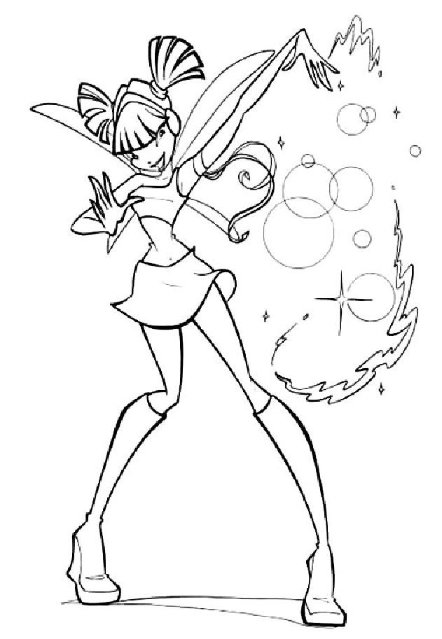 coloriage winx lance un sortilege